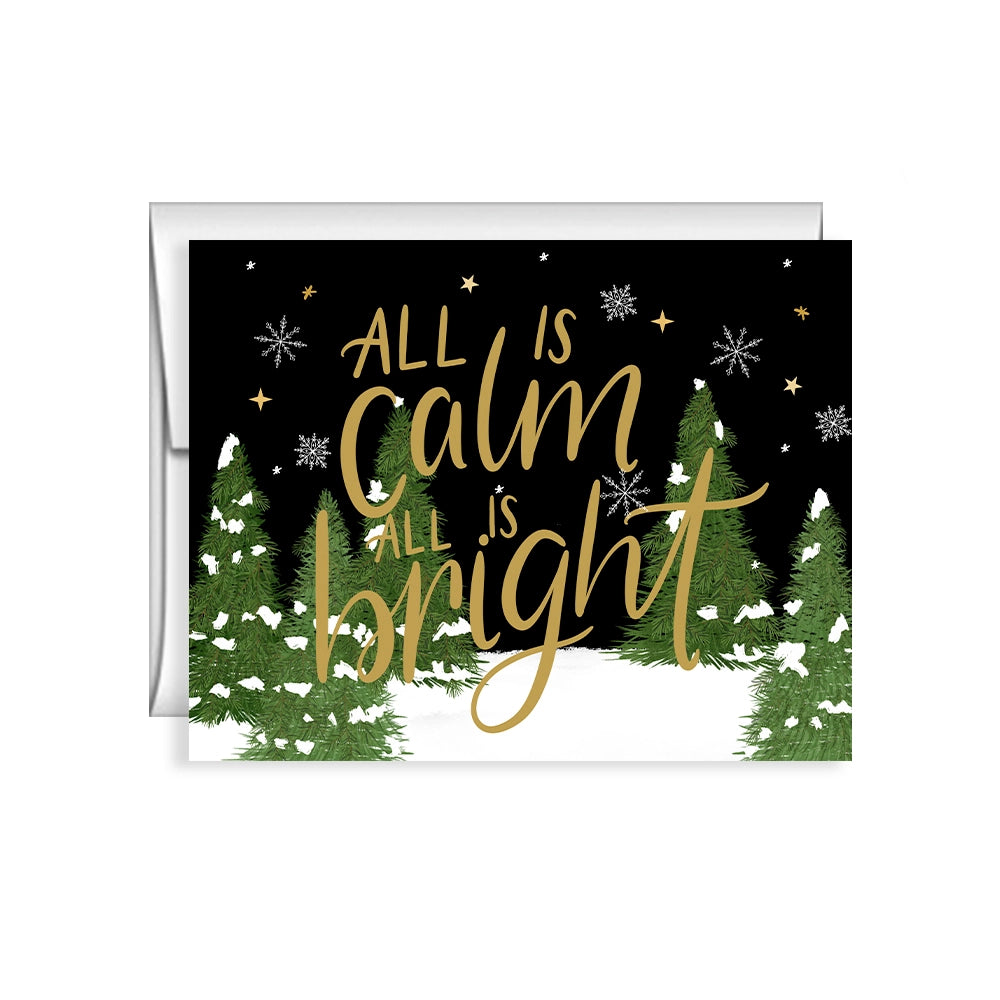 All is Calm, All is Bright Christmas Card, Holiday Card – Pen & Paint