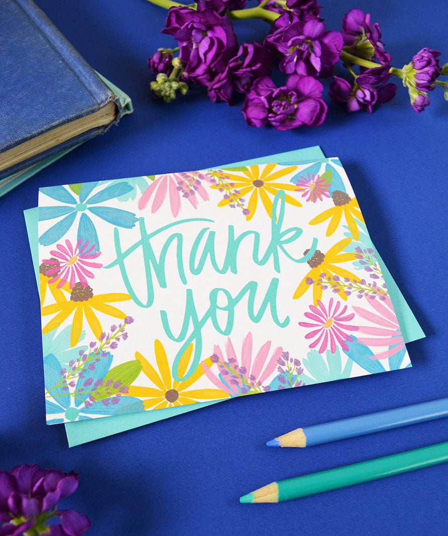 Thank You Wildflower Watercolor Flowers card – Pen & Paint