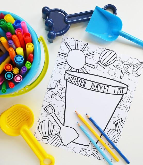 Free Printable Summer Bucket List coloring page